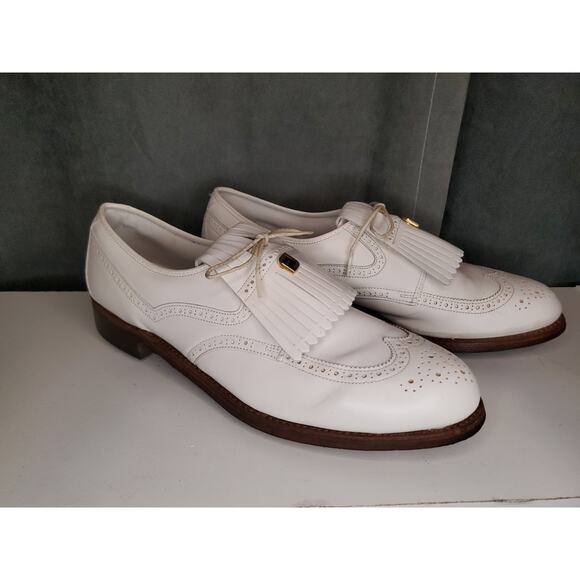 Vtg FootJoy Classics USA Made White Brogue Kiltie Oxford Golf Shoes US 10.5 AA - Picture 14 of 14
